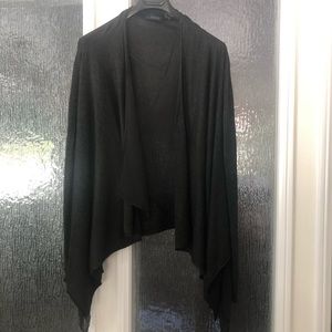 Women’s Long Sleeves Open Front Knitting Cardigan.  Dark Heather Grey